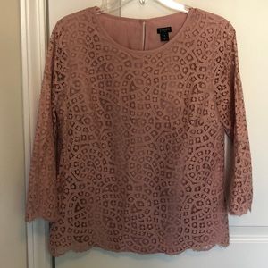 J. Crew Rose Scalloped Lace Top